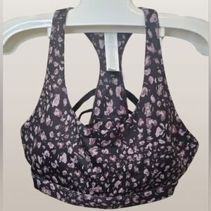 Fabletics Kessler w/pads Black/Brown/Taupe Leopard Print Sz Large Sports Bra-NWT